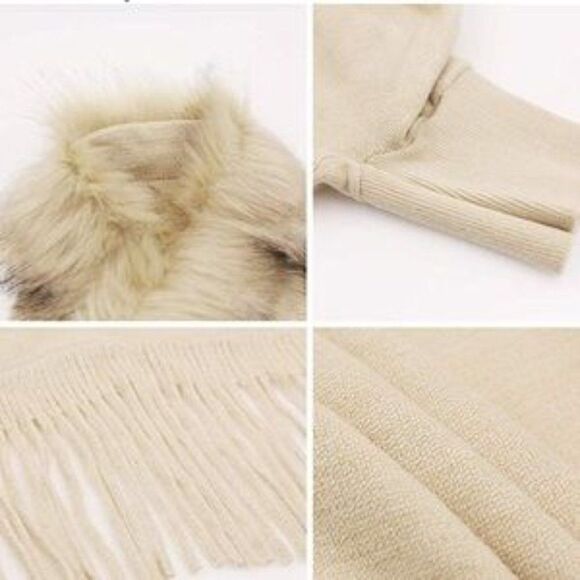 NEW Elegant Soft Fur Sweater Poncho Shawl - Picture 11 of 15